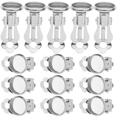Exceart 50pcs Earring Cabochon Settings Clip-on Earring Blanks for Jewelry Making and DIY Crafts Silver 8mm