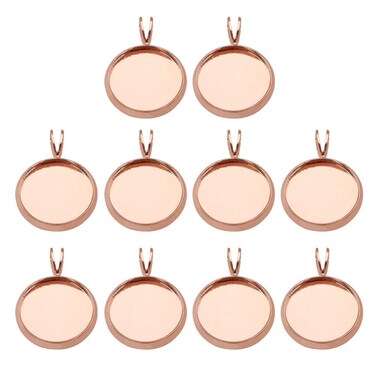 10pcs Bezel Pendant Trays Round Blank Cabochon Bezels Vintage Jewelry Pendant Charms for DIY Craft Jewelry Making Supplies 20mm (Rose Gold)