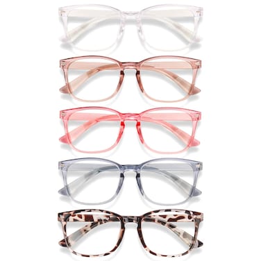 WINTOO Anti Blue Light Glasses for Women Men -5 Pair Blue Light Blocking Glasses, UV400 Anti-Glare Computer Glasses Women, Blue Light Reading Glasses for Women for Gaming TV Phone Screen Square Frame