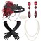 BABEYOND 1920s Accessories for Women - Flapper Feather Headband Headpiece for Women 20s Pearl Bracelet Necklace Gloves