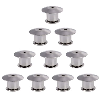 10PCS Locking Pin Backs Flathead Lapel Pin Back Clutch Clasp Fastener Spring Loaded (White Nickel)