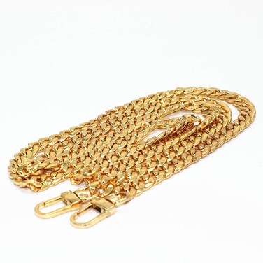 WEICHUAN 47"/120cm DIY Iron Flat Chain Strap Purse Chain Accessories Purse Straps Shoulder Cross Body Replacement Straps, with Metal Buckles (Gold)