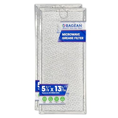 Microwave Filter Replacement 13.3&quot; x 5.85&quot; WB06X10596 GE Microwave Filter Fits Whirlpool Samsung Maytag - Aluminum Mesh Screen Grease Filter - Filters Air Entering Over the Range Oven Vent Fan 2-Pack