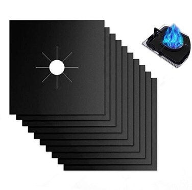 Forlivese Reusable Gas Stove Burner Covers -10 Pack Non-Stick Stovetop Burner Liners Gas Range Protectors Size 10.6x 10.6 Inch Cuttable Dishwasher Safe Easy to Clean