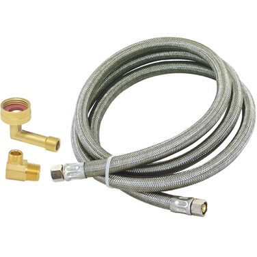 Eastman Dishwasher Installation Kit, 5 Foot Supply Line with 3/8 Inch Compression Ends, 3/8 Inch MIP Elbow and 3/4 Inch FHT Elbow, Braided Stainless Steel Dishwasher Connectors, 41041