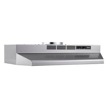 Broan-NuTone F4030SF Inch Fingerprint Resistant, 30", Stainless Finish with PrintGuard Convertible Under-Cabinet Range Hood 230 Max Blower CFM
