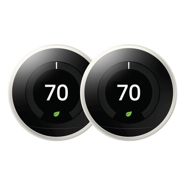 Google Nest Learning Thermostat White (3rd Generation) (T3017-US) (2-Pack)
