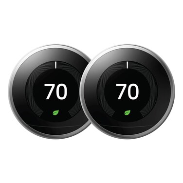 Google Nest Learning Thermostat Stainless Steel (3rd Generation) (T3007ES-US) (2-Pack)