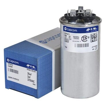GE Genteq Capacitor round 35/3 uf MFD 370 volt 97F9472 (replaces old GE# 97F9472BZ2 &amp; Z97F9472), 35 + 3 MFD at 370 volts