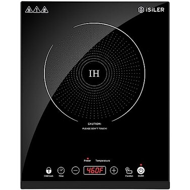 Portable Induction Cooktop, iSiLER 1800W Sensor Touch Electric Induction Cooker Hot Plate with Kids Safety Lock, 6.7" Heating Coil, 18 Power 17 Temperature Setting Countertop Burner with Timer