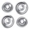 Pulluty 316048413 and 316048414 Electric Stove Burner Drip Pan Chrome Set for Frigidaire Tappan Kenmore Electric Range w/Locking Slot, Includes 2 6-Inch and 2 8-Inch Drip Bowls