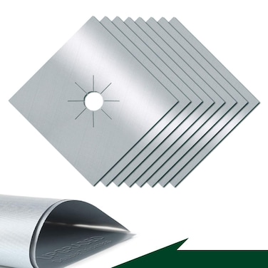 Stove Burner Covers Upgraded Double Thickness Stove Covers for Gas Burners Silver Nonstick Gas Stove Burner Liners Reusable Kitchen Guardian Gas Stove Top Protector (8pcs)