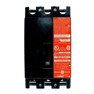 GE TMQD32100 Circuit Breaker, T Frame, 240VAC, 100A, 3-Pole