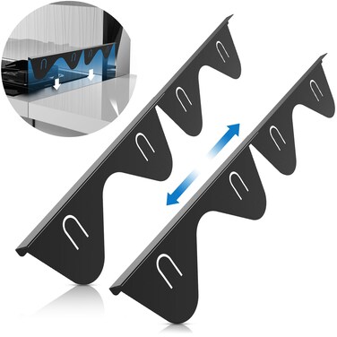 Stainless Steel Stove Gap Covers,Stove Gap Filler,kitchen stove counter gap cover,Easy to Clean Gap Filler,Easy retractable Length 13.8" to 27.6",Black(2PCS)