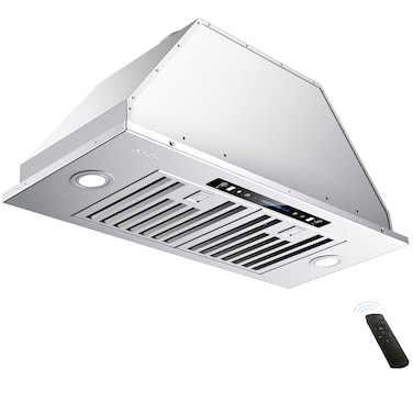 IKTCH 30 inch Built-in/Insert Range Hood 900 CFM, Ducted/Ductless Convertible Duct, Stainless Steel Kitchen Vent Hood with 4 Speed Gesture Sensing&amp;Touch Control Panel(IKB01-30)