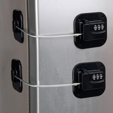 KIZZHISI Refrigerator Lock (2 Pack), Heavy Duty Combination Fridge Lock, for Fridge, Cabinets, Window, Drawers and Child Safety Cabinet Lock, Strong Non-Marking Adhesive No Drilling (Black)