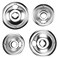 Stove Burner Drip Pans WB31T10011 &amp; WB31T10010 Chrome Drip Set 4-Pack Fits for GE Hotpoint Electric Range, Includes 2 Pack for 8 inch and 2 Pack for 6 Inch Burner by APPLIANCEMATES