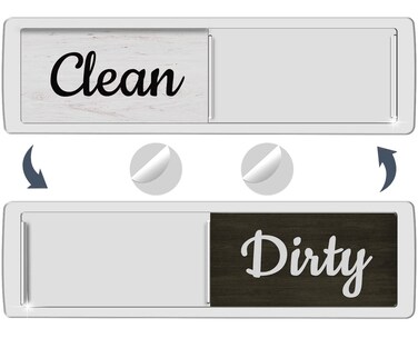 Oxepleus Dishwasher Magnet Clean Dirty Sign, Farmhouse Rustic Wood Design Black and White Non-Scratch/Easy to Read &amp; Slide/Strong Magnetism Kitchen Storage and Decoration Accessories (A-Silver)