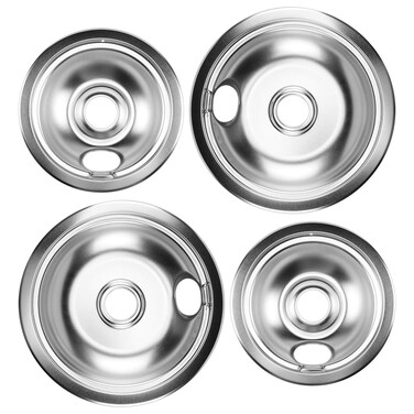 Cenipar 316048413 Burner Drip Pans 8 Inch (2 Pack)&amp;316048414 Range Drip Bowls 6 Inch (2 Pack) Chrome Plated For Frigidaire,Kenmore Electric Surface Burner