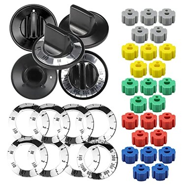 AMI PARTS Electric Range Burner Knob Kit KN002 RKE Electric Range Oven Knob Handle Kit Compatible with Whirlpool Gas Stove Replace TJKN002&amp;RK103.