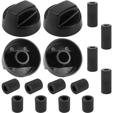 AMI PARTS Black Oven Control Switch Knob with 12 Adapters for Oven/Stove/Range Universal Knobs Wide Application