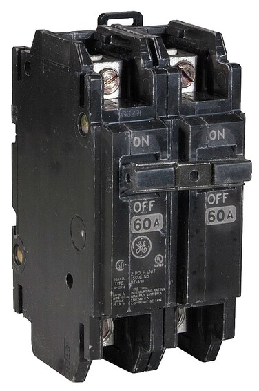 General Electric GETHQC2160WL GE THQC2160WL 2P 60A 120/240V CB, Black