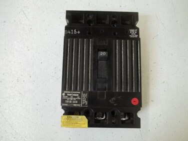 TED134020 GE Molded Case Circuit Breaker; 20 Amp, 480/600 Volt AC, 500 Volt DC, 3-Pole