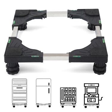 I'SMARTMOON Mini-Fridge-Stand 4 Strong Feet,Adjustable Dolly Washing Machine Stand Base,for Furniture Portable Refrigerator Dryer Stand Black