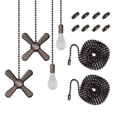 Ceiling Fan Pull Chain , Including 4Pcs Beaded Ball Fan Pull Chain Pendant, Extra 8Pcs Pull Loop Connectors, 2Pcs 36 inches Fan Pull Chain Extension. (Oil Rubbed Bronze)