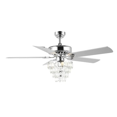JONATHAN Y JYL9616A Mindy 52" 3-Light Glam Modern Crystal Shade LED Ceiling Fan with Remote, Transitional, Glam, Modern, Traditional, Casual, Contemporary, Living Room, Family Room, Bedroom, Chrome