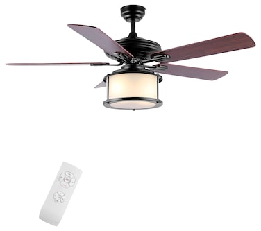 JONATHAN Y JYL9619A Brantley 52" 2-Light Bohemian Farmhouse Iron LED Ceiling Fan Transitional Rustic For Bedroom, Dining Room, Living Room, Kitchen, Black