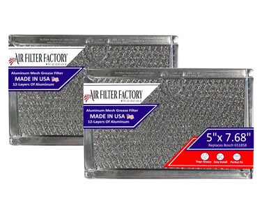 Air Filter Factory Replacement For WB06X10608 GE 5 x 7.62 x 0.09 Inches Microwave Oven Aluminum Mesh Grease 12-Layer Vent Hood Filter 2-Pack