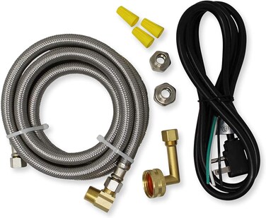 Universal Dishwasher Installation Kit with 6' Connector and Power Cord, Stainless Steel