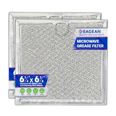 Microwave Filter replacement 6.81" x 6.34" Fits GE WB02X11534 Samsung DE63-00666A Microwave Grease Filter - Freshens and Filters Kitchen Air Entering the Over-the-Range Oven Stove Fan (2-Pack)