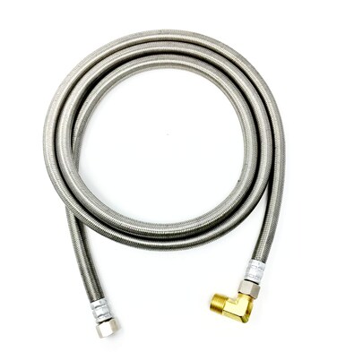 Shark Industrial Premium Stainless Steel Dishwasher Hose - 6 FT No-Lead Burst Proof Water Supply Line 3/8&amp;quot; comp x 3/8&amp;quot; comp with attached 90 degree 3/8&amp;quot; comp x 3/8&amp;quot; MIP elbow - 10 year warranty