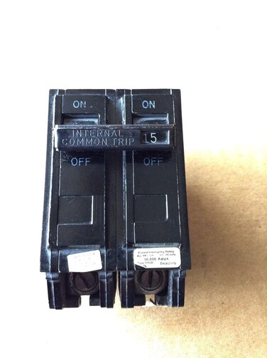 GE THQB2115 Bolt On Circuit Breaker 2P 15 Amp 120/240VAC, Color