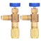 2Pcs Refrigerant Valve, Brass Air Conditioning Refrigerant Control Valve Safety Adapter for R22 R404 R407 1/4SAE Thread