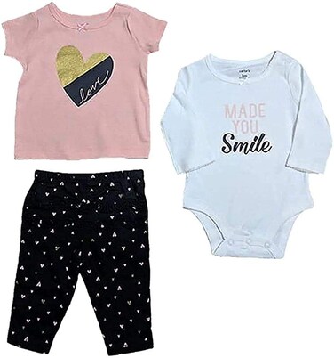 Carter's Baby Girls Take Me Away 3-Piece Little Character Set (Smile/Hearts, 9 Months)