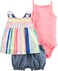 Carter's Baby Girls' 3 Piece Bodysuit and Diaper Cover Set 6 Months Pink