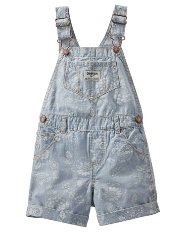 Carters Baby Girls Floral Hickory Stripe Shortalls Blue 6M