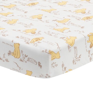 Lambs &amp; Ivy Disney Baby Storytime Pooh 100% Cotton Fitted Crib Sheet - White