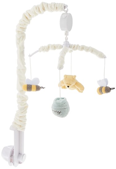 Disney Winnie The Pooh Classic Pooh Ivory, Sage, Butter Musical Mobile with Hunny Pot and Bees, Ivory, Sage, Butter, Brown