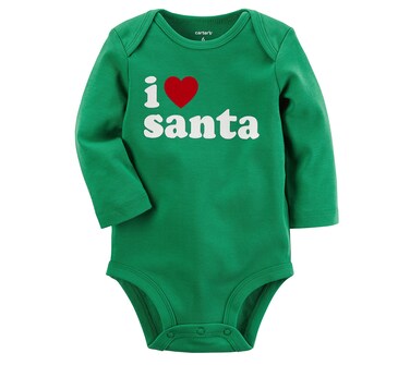 Carter's Baby I Heart Santa Collectible Bodysuit Newborn Green