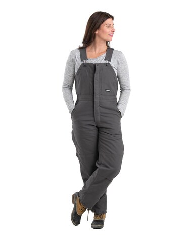 Berne Women's Softstone Duck Insulated Bib Overall, Medium Regular, Titanium