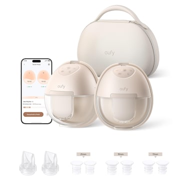 eufy Wearable Breast Pump S1 Pro, Electric Hands-Free Breast Pump with Heating Technology, Portable Charging Case, App-Controlled Smart Rhythm, Hospital-Grade Suction, Leak-Proof and Ultra-Quiet