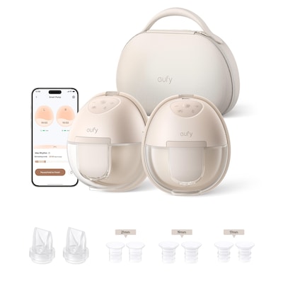 eufy Wearable Breast Pump S1 Pro, Electric Hands-Free Breast Pump with Heating Technology, Portable Charging Case, App-Controlled Smart Rhythm, Hospital-Grade Suction, Leak-Proof and Ultra-Quiet