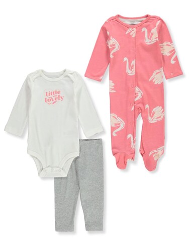 Carter's Baby Girls' 3-Piece Pants Set Outfit - pink/multi, newborn
