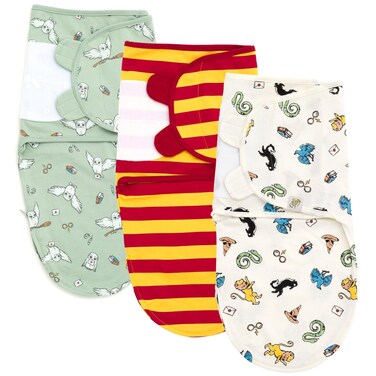 Harry Potter Hedwig Owl Newborn Baby Boys 3 Pack Swaddle Sacks Green/Maroon White 6-9 Months