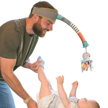 DINGLE DANGLE - Diaper Changing Distractor - Diaper Changing Helper Headband, Baby Mobile, &amp; Sensory Rattle. Newborn Essentials Must Haves - Great Baby Registry or Shower Gift - Featured on Shark Tank