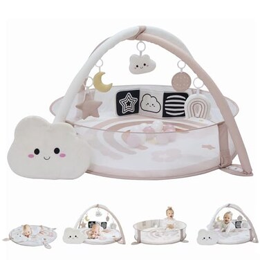 Aila+Aiden 6-in-1 XL Play Mat &amp; Play Gym, Baby Gym, Baby Activity Gym, Sensory Exploration and Motor Skill Development Toys (Blush)